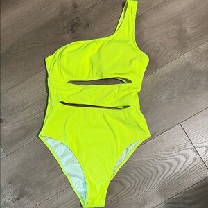 Neon Yellow One-Shoulder Swimsuit